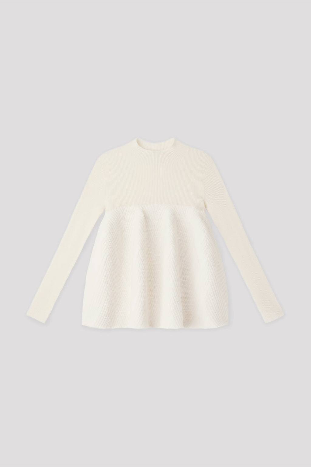 POTTERY HERRINGBONE LONG SLEEVE BUST FLARE TOP