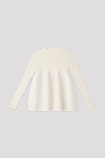 POTTERY HERRINGBONE LONG SLEEVE BUST FLARE TOP
