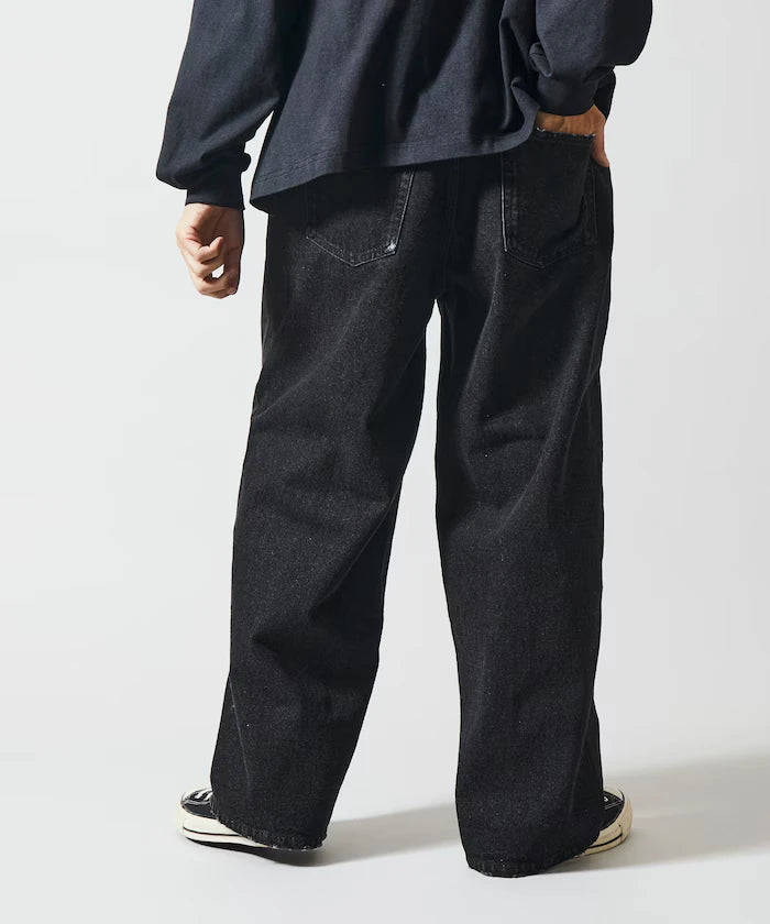 Chino Denim Docking Pants / Wide Straight Pants