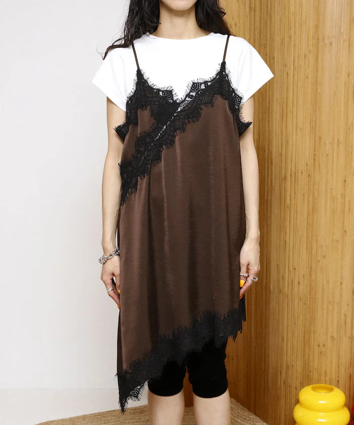 Lace Contrast Vintage Satin Camisole Top