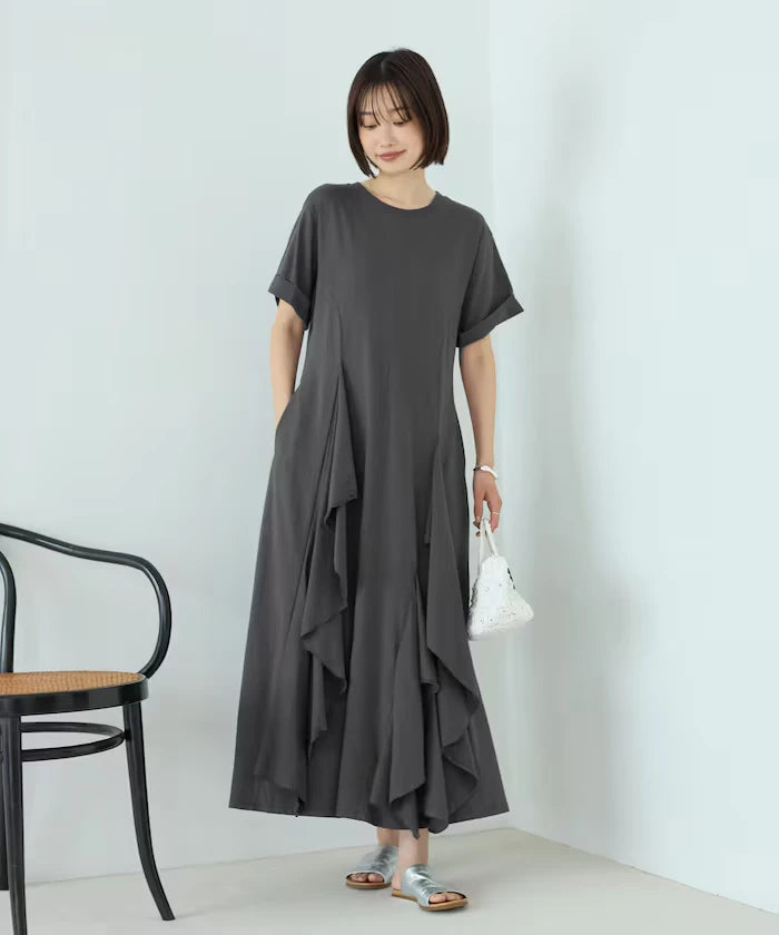 Organic Cotton Draped Flare Dress