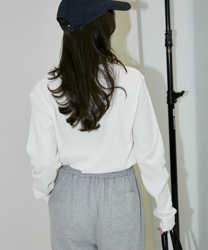 Light Waffle Henley Neck Long Sleeve T Limited Edition