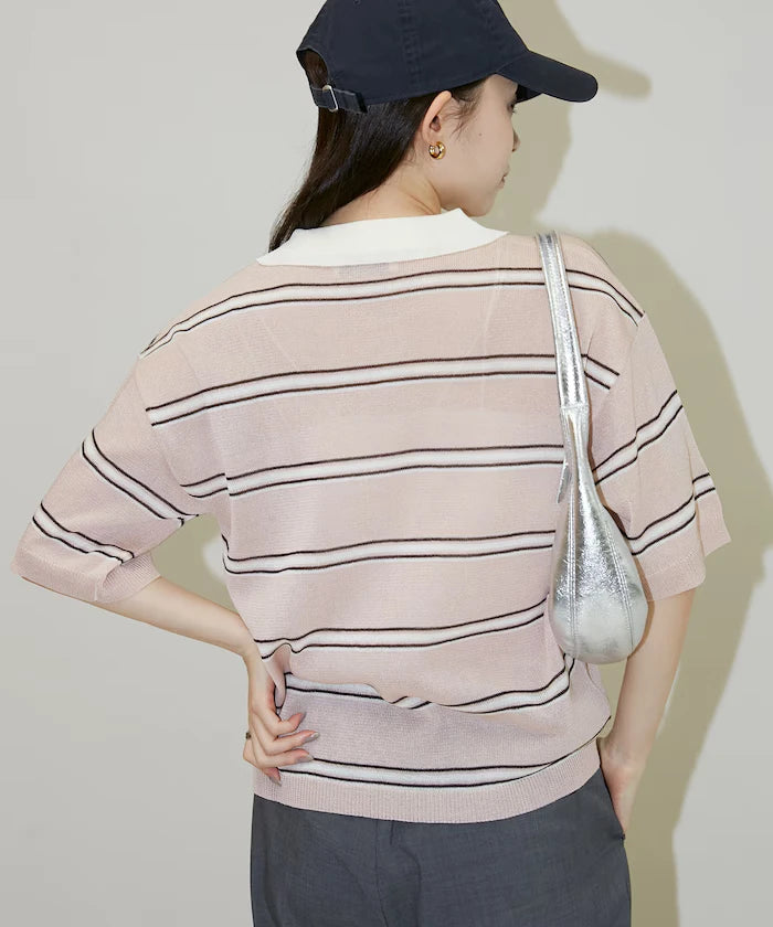 Sheer Border Short Sleeve Polo Summer Knit Limited Release