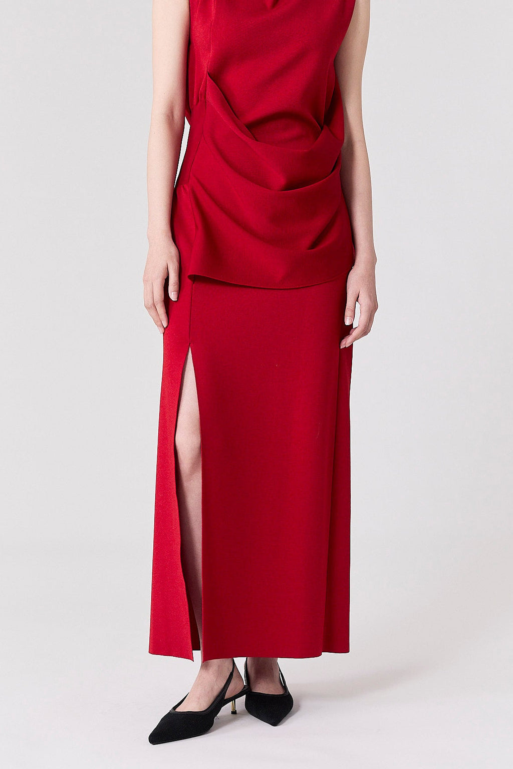 AC MILAN DRAPED SLEEVELESS DRESS