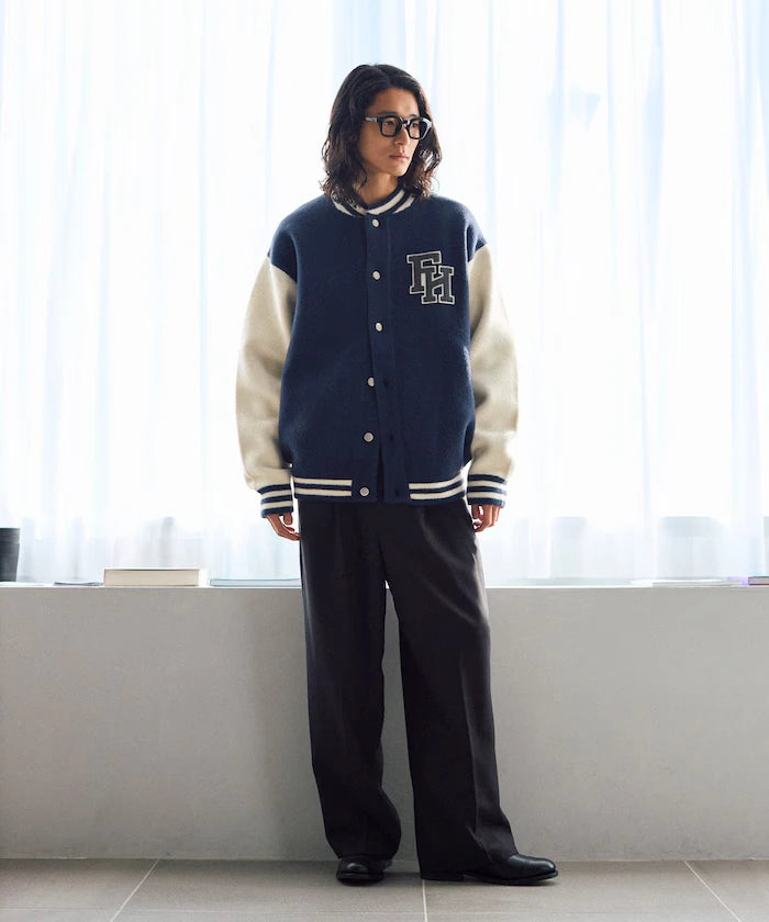 Relaxed Fit Logo Knit Varsity Jacket