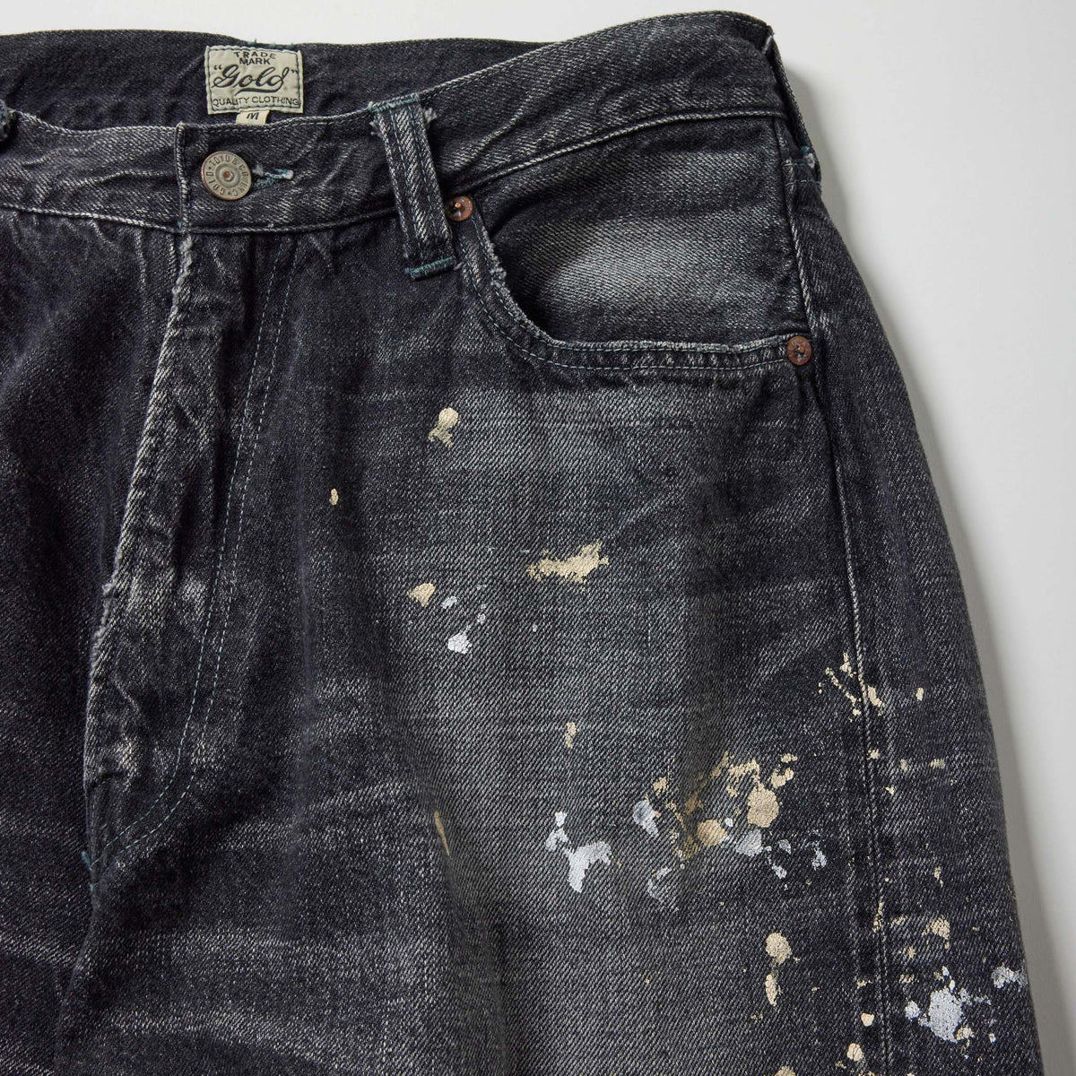 Recycled Waste Suvin Cotton Yarn 11.5oz Denim 5Pocket Baggy Pants Vintage Washed (Zipper Fly)