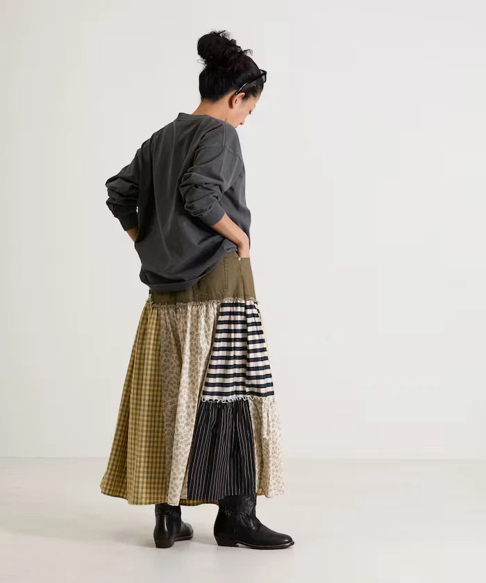 Flower & Check Docking Skirt