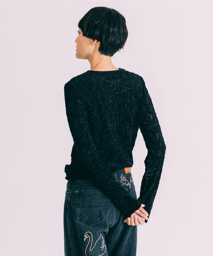 Mesh Velour Top