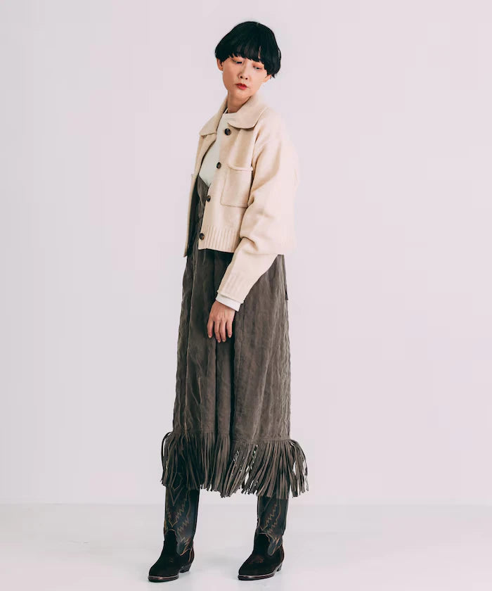 Fade-Processed Fringe Mini Dress