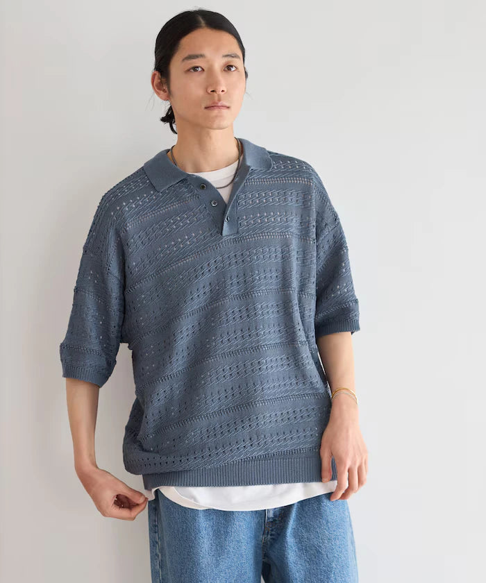 Big Silhouette Short Sleeve Knit Polo Shirt