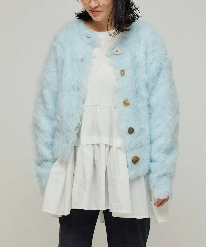 Variation Button Shaggy Knit Cardigan