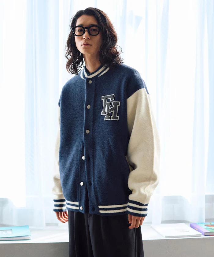 Relaxed Fit Logo Knit Varsity Jacket