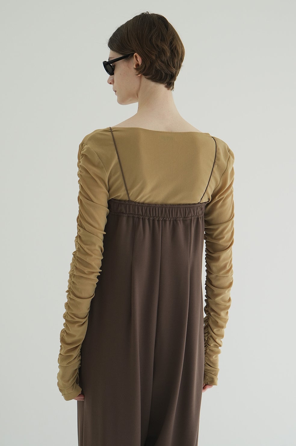 W TULLE SHIRRING TOPS