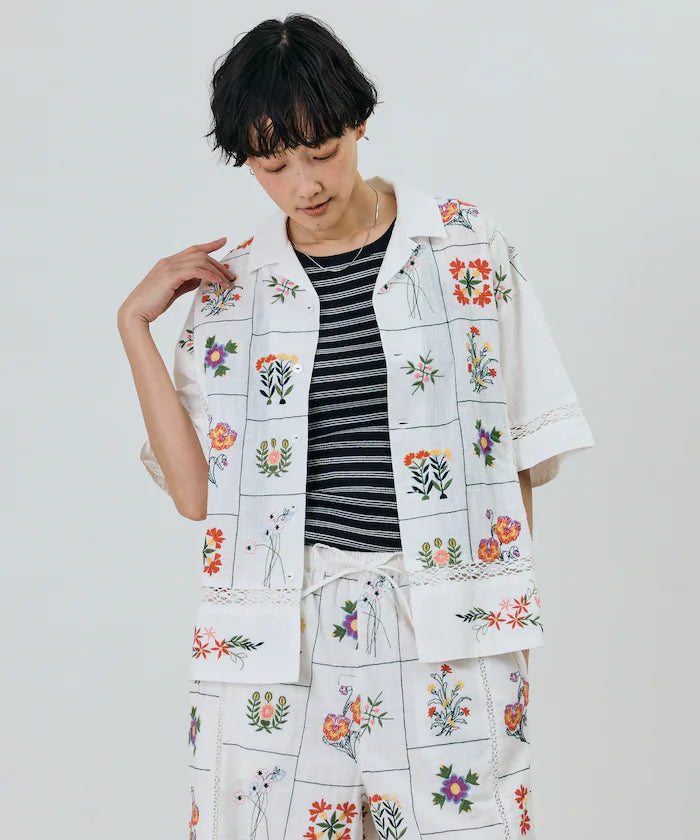 Patchwork Flower Embroidery Shirt