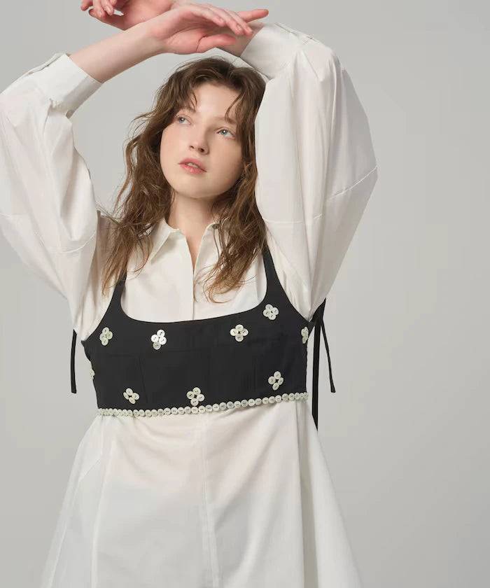Flare Silhouette Skipper Balloon Sleeve Shirt