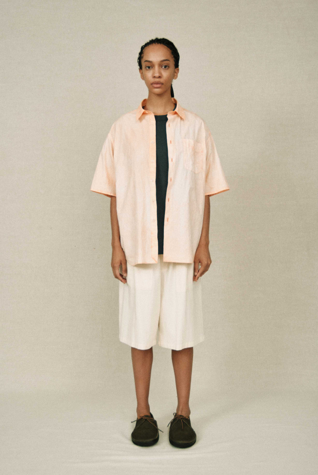 REGULAR COLLAR S/S SHIRT  （NATURAL GARMENT DYE）