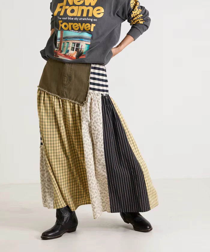 Flower & Check Docking Skirt