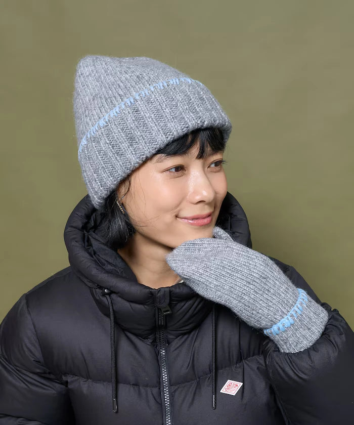Color Block Blanket Stitch Knit Cap