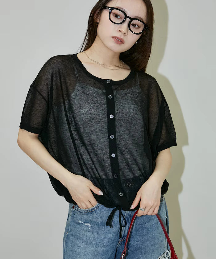 Washable Linen Hem Cord Summer Knit Cardigan Limited Edition