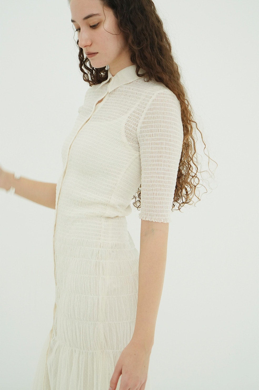 GATHERED MESH SHIRTS ONEPIECE
