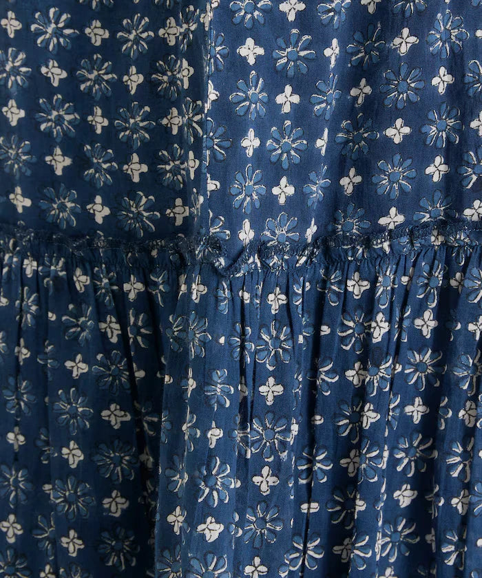 India Woodblock Flower Print Cami Dress