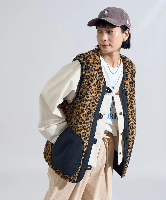 Cotton Nylon Twill Reversible Boa Vest