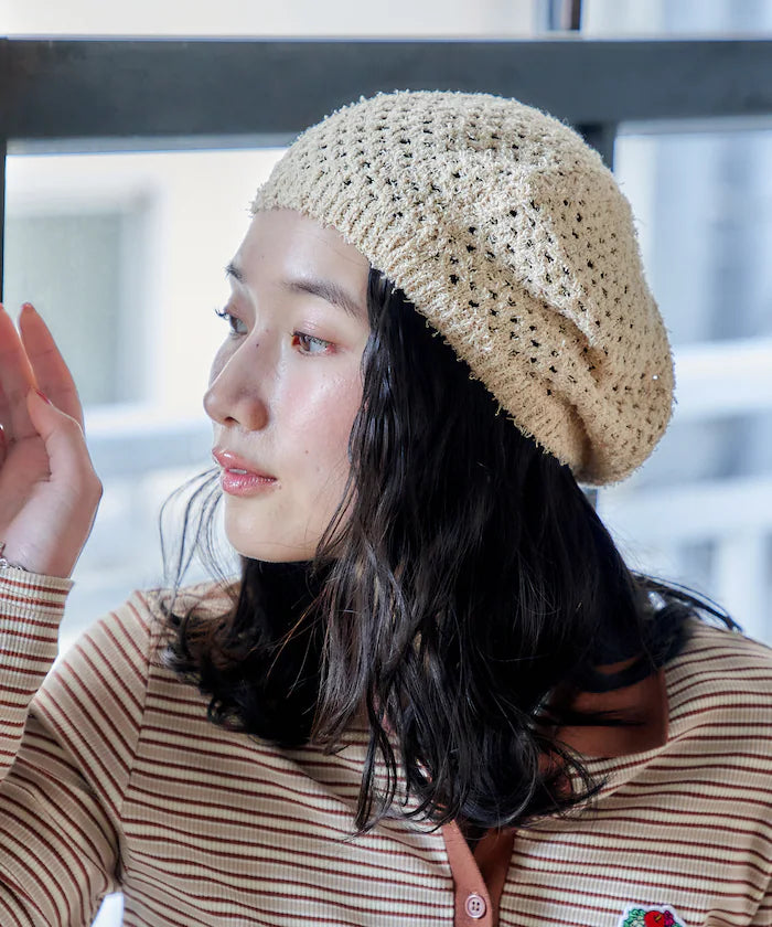 Lace Knit Beret Hat