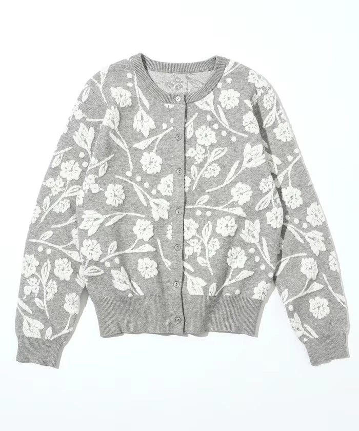 Flower Jacquard Knit Cardigan