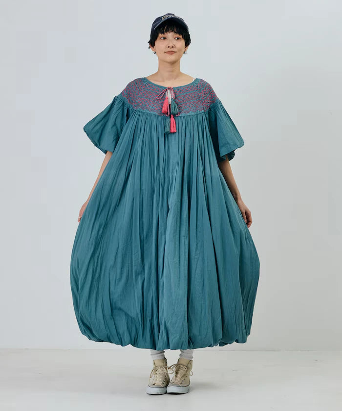 India Colored Smocked Balloon Dress