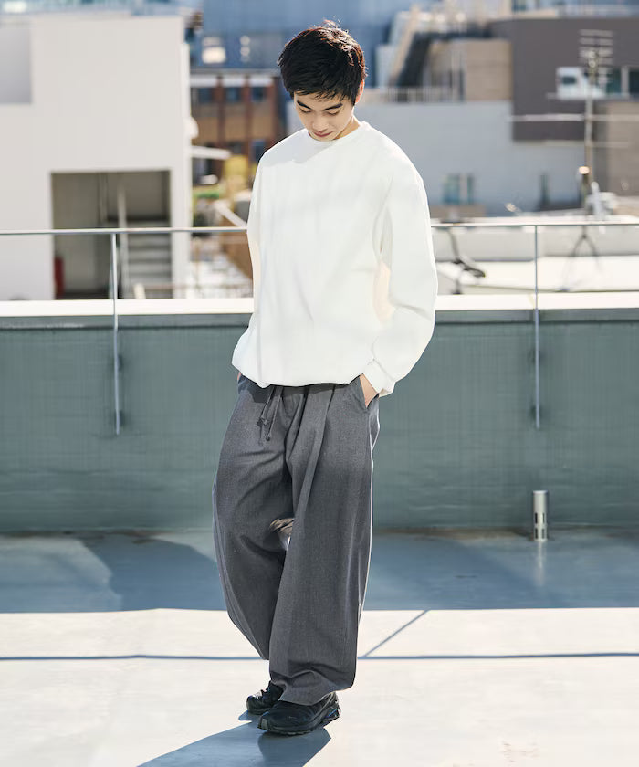 Wide Silhouette Linen Mix Tuck Easy Pants [Limited Edition]