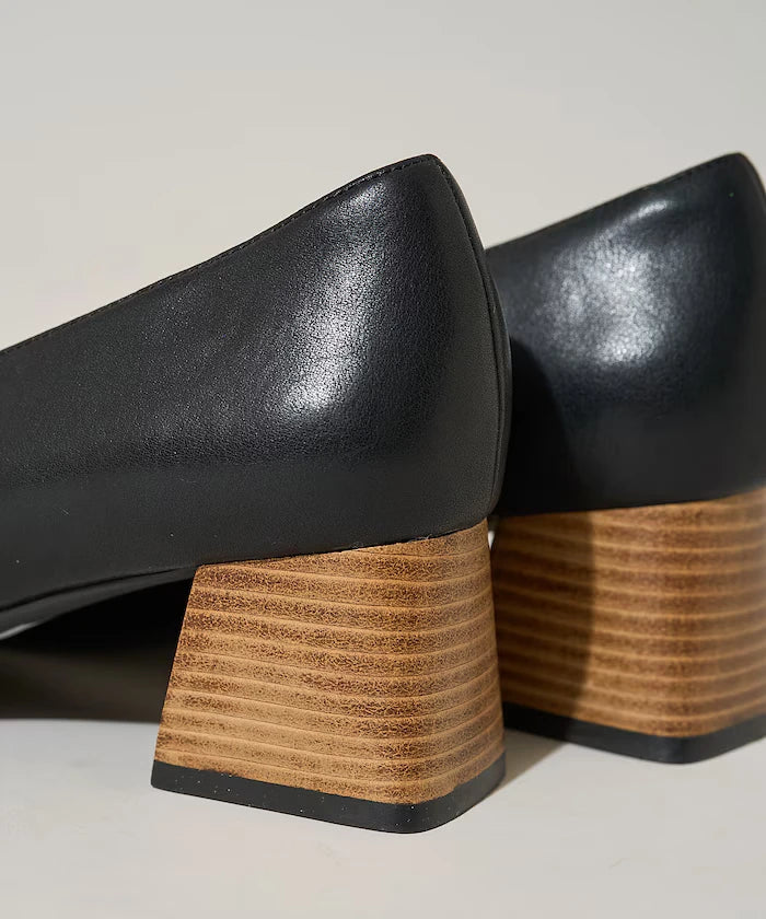 Leather Wedge Sole Pumps