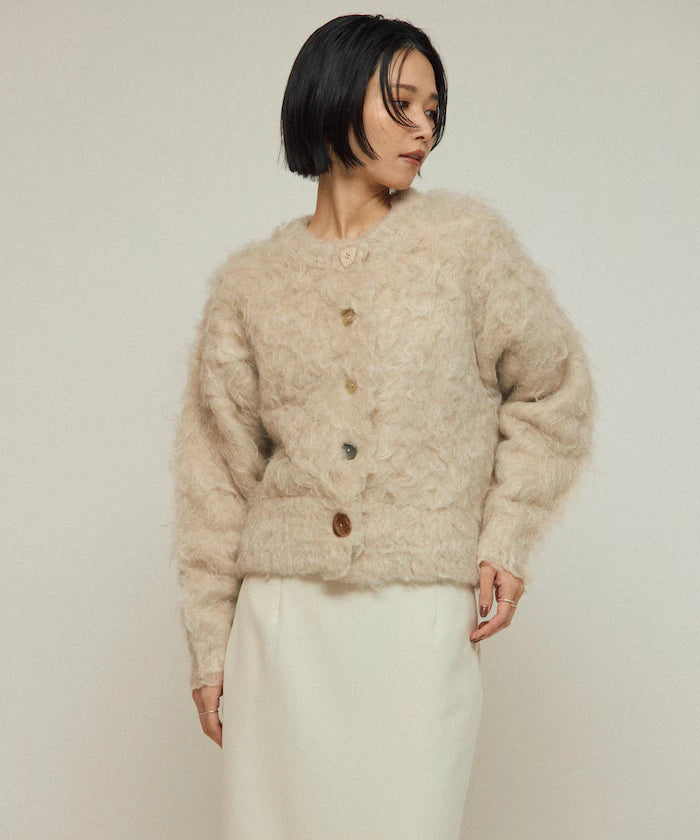 Variation Button Shaggy Knit Cardigan