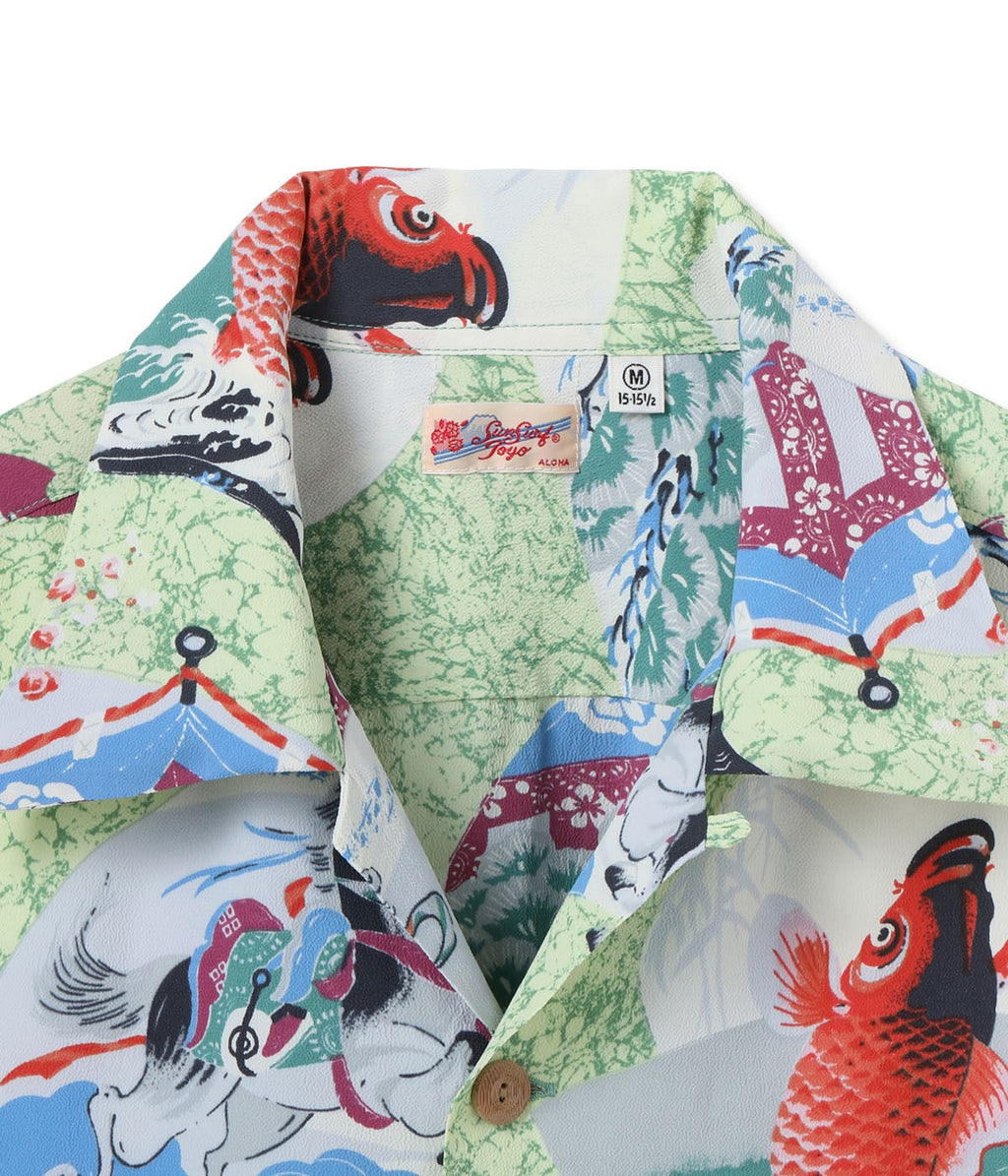 Rayon Hawaiian Shirt 'Japanese Quaint Design'