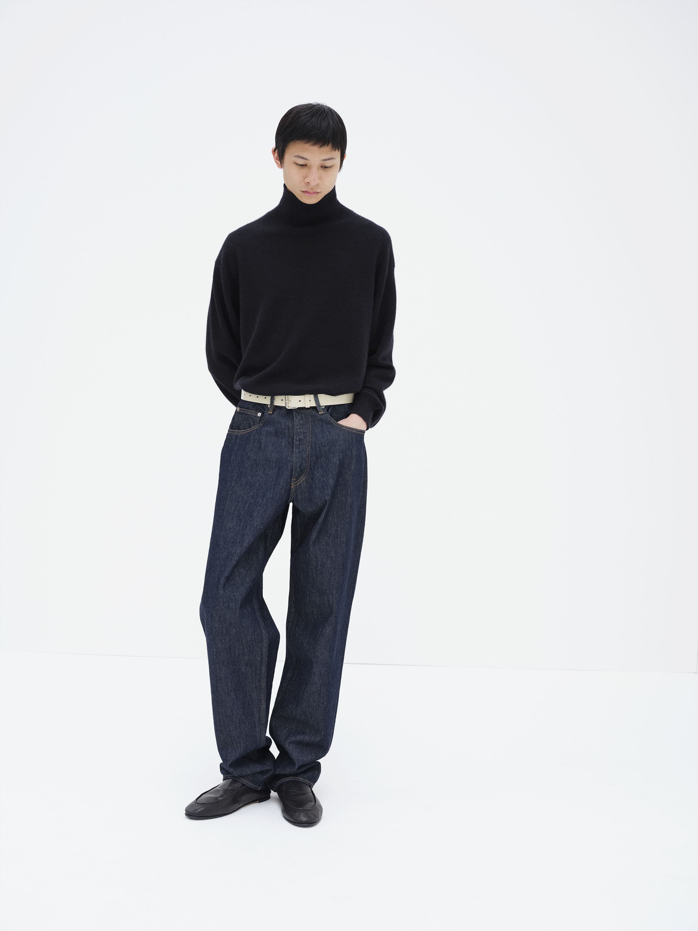 HARD TWIST DENIM WIDE PANTS