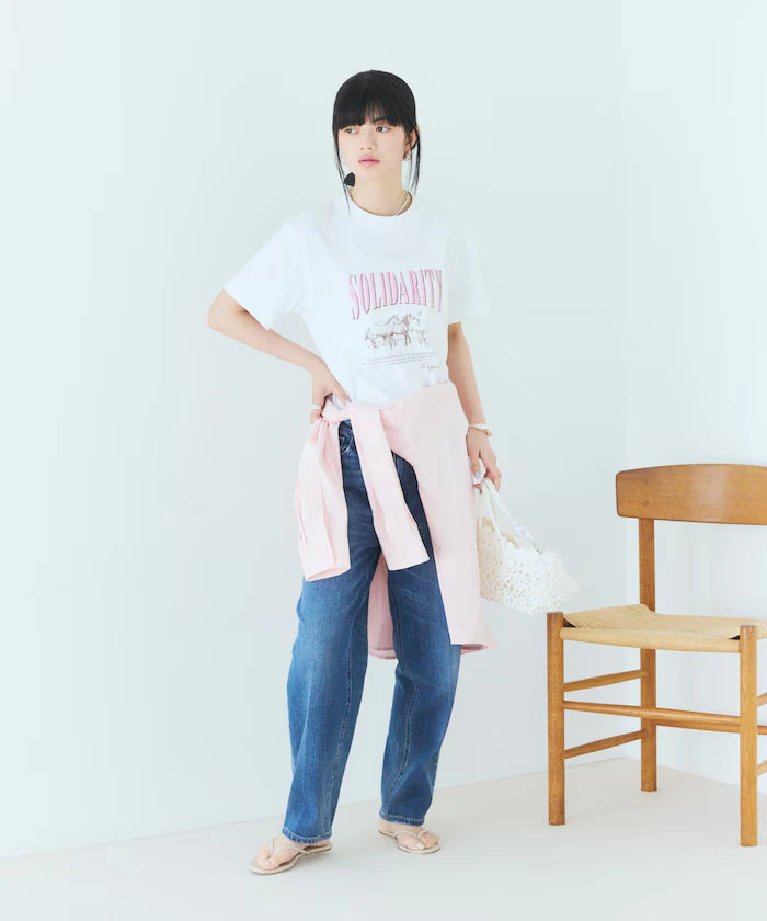 Comfortable Logo Horse Print Crew Neck T-Shirt
