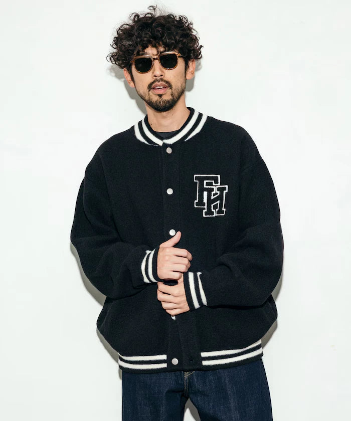 Relaxed Fit Logo Knit Varsity Jacket