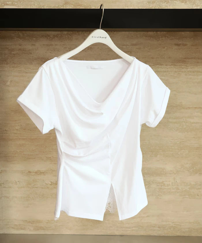 Lace Docking Draped Neck Top 【Limited Edition】
