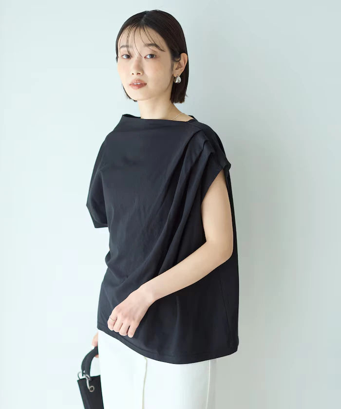 Organic Cotton Asymmetrical Draped Top