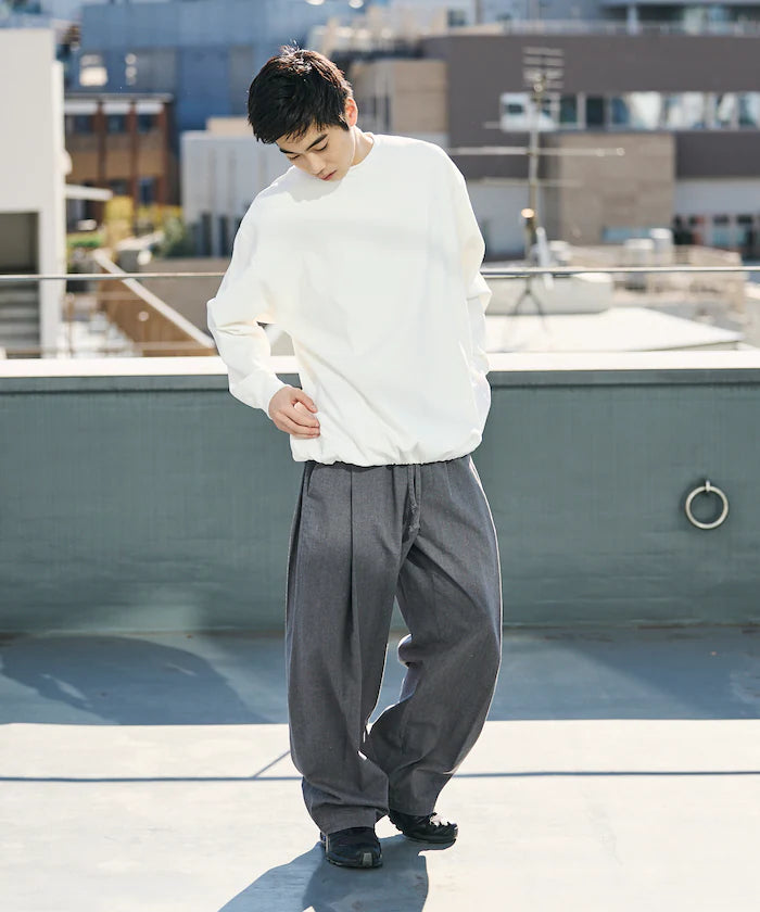 Wide Silhouette Linen Mix Tuck Easy Pants [Limited Edition]