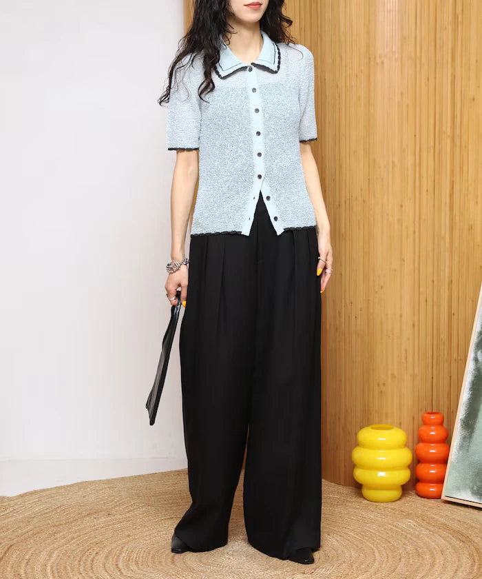 Color Embroidered Polo Collar Cardigan [Limited Edition]