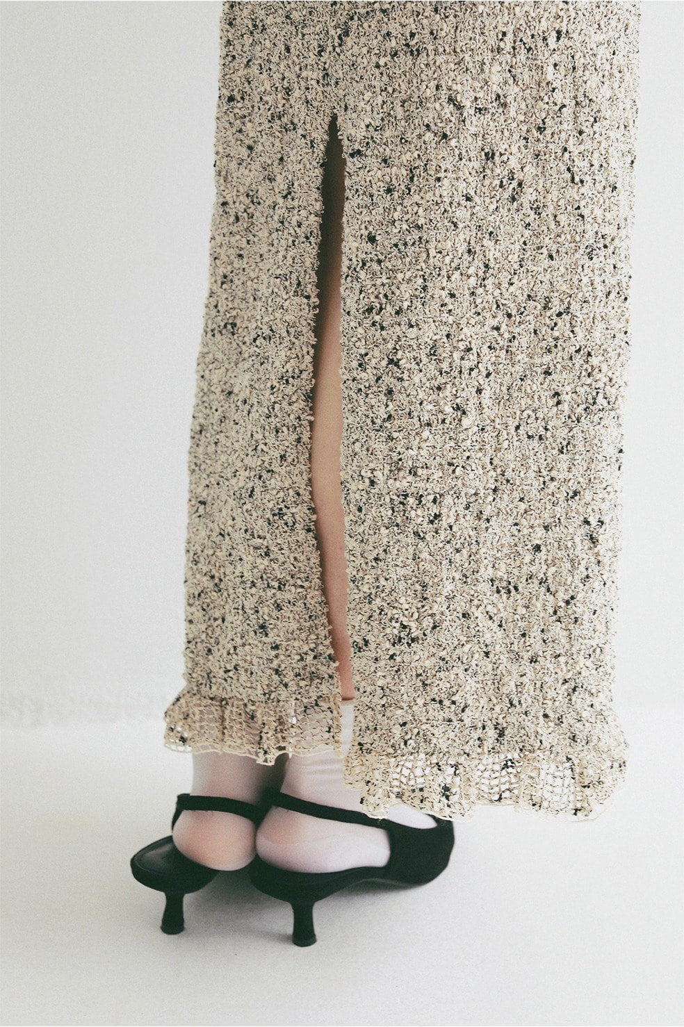 MIX MESH GATHER SKIRT