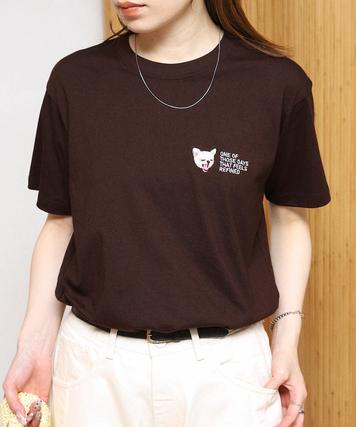 Organic Cotton One Point Animal Embroidery T-Shirt