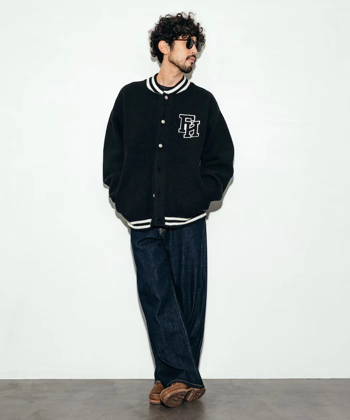 Relaxed Fit Logo Knit Varsity Jacket