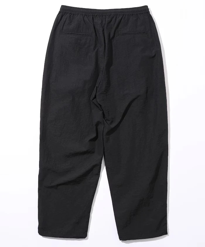 Wide Straight Nylon Track Pants / Tapered Silhouette Easy Nylon Pants