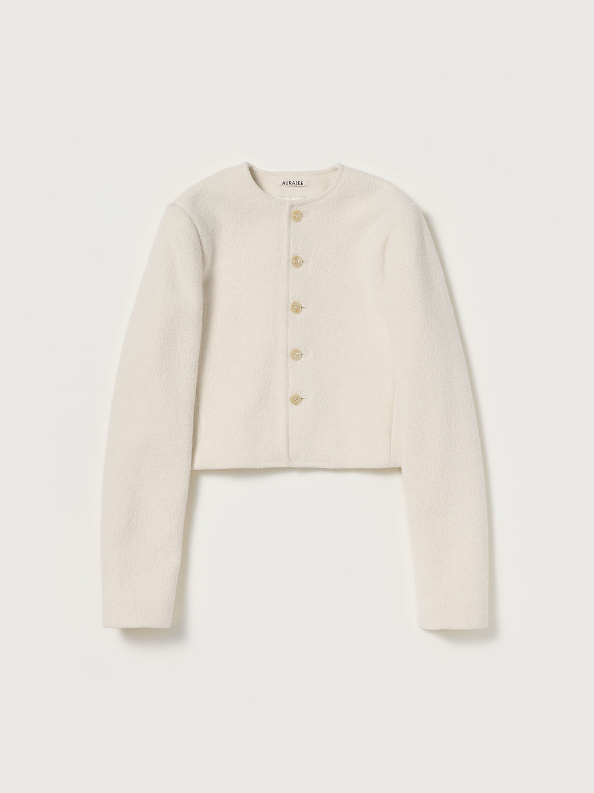 HEAVILY FULLED WOOL COTTON COLLARLESS JACKET