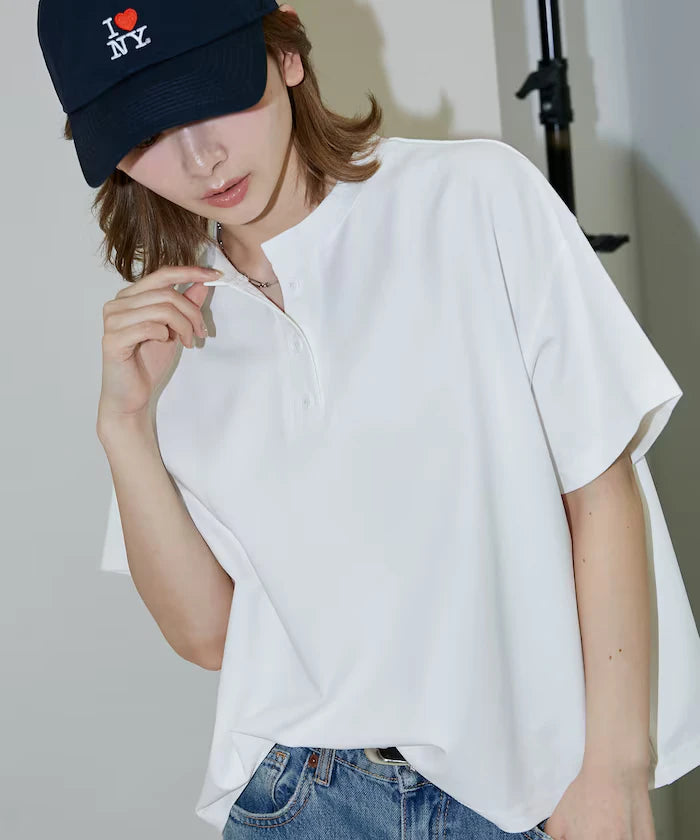 <contact cool> Cool Ponte Henry Neck T-Shirt Limited Release