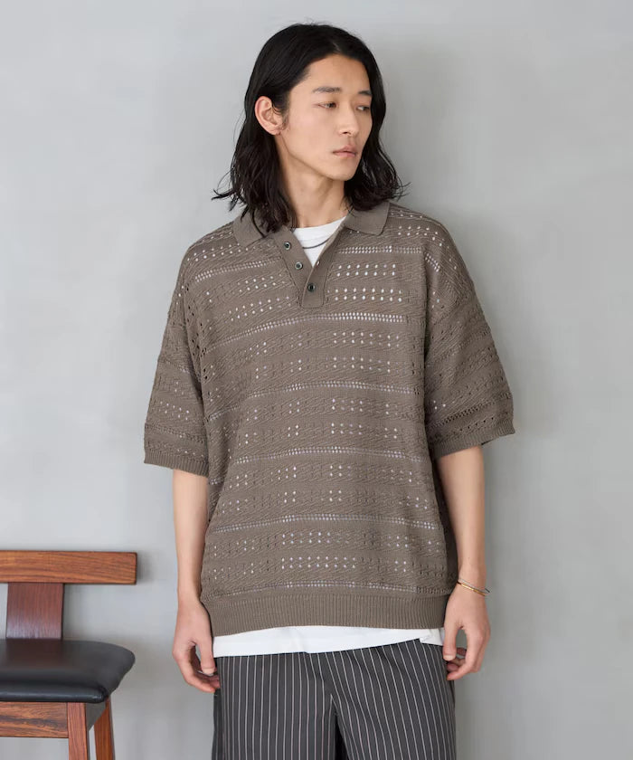 Big Silhouette Short Sleeve Knit Polo Shirt