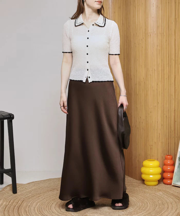 Color Embroidered Polo Collar Cardigan [Limited Edition]