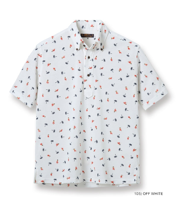 COOLMAX® PULLOVER BUTTON DOWN SHIRT “HULA & PALM TREE”