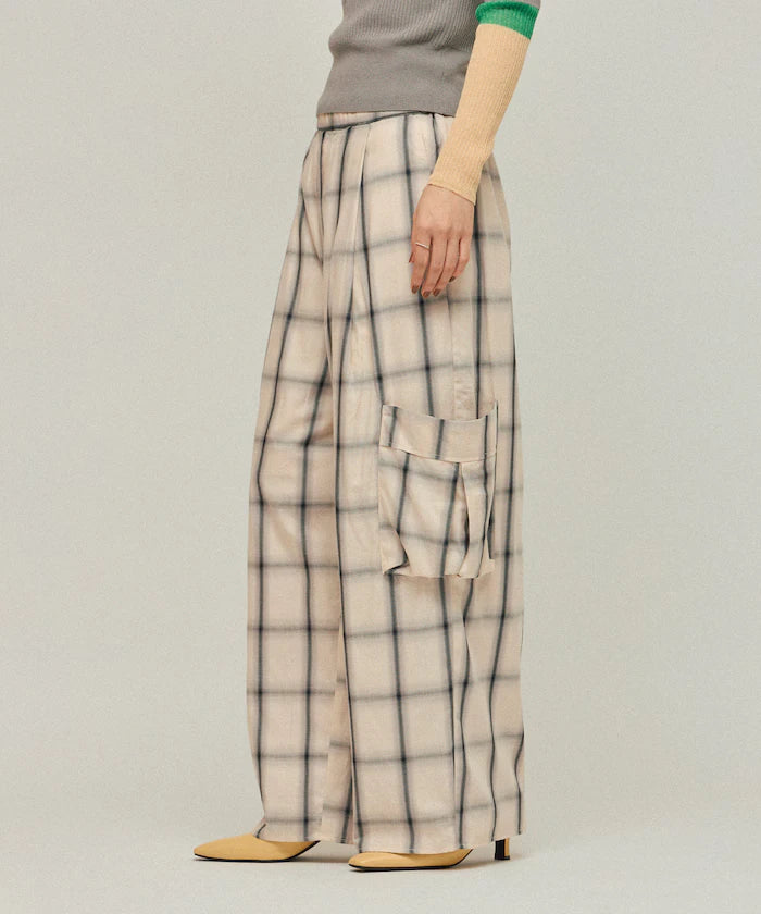 Ombre Check Easy Pants / Patch Pocket Wide Easy Pants